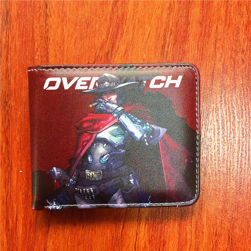 Новые Аниме кошельки Overwatch кожаный кошелек для денег сумки carteira над часами с