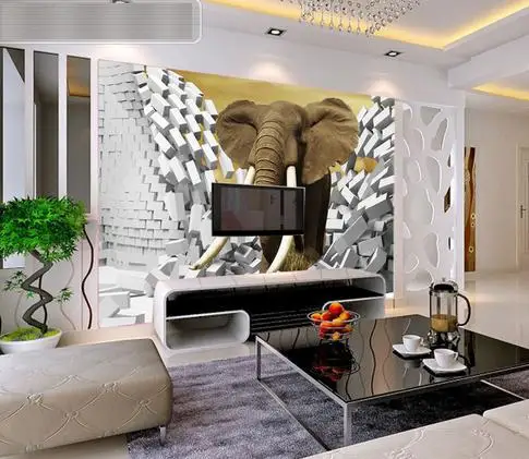 3d фото обои на заказ настенные фрески животные росписи слон 3 d ТВ настенная