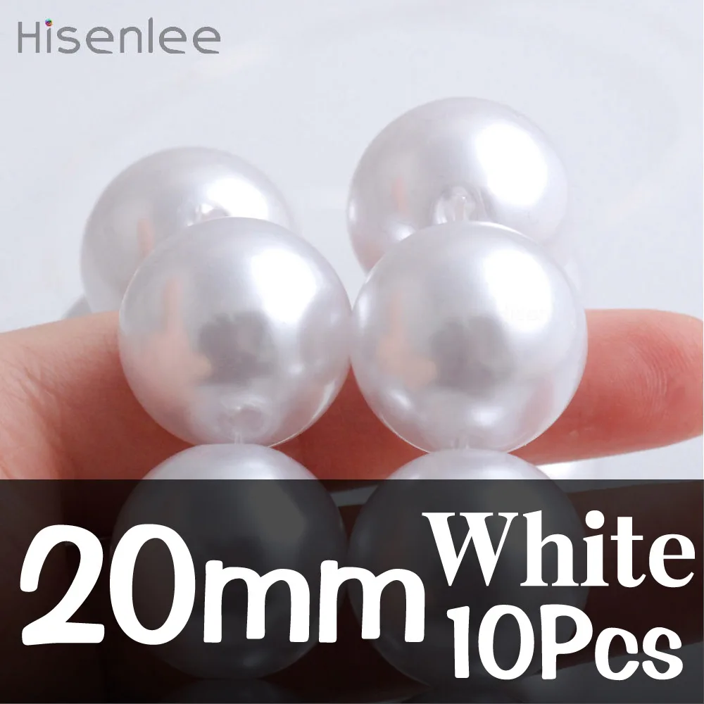 White Pearl 4 мм~ 20 мм несколько размеров прямые отверстия слоновая кость/белый искусственный жемчуг круглые акриловые ювелирные аксессуары в виде бусин для изготовления ювелирных изделий - Цвет: White Pearl