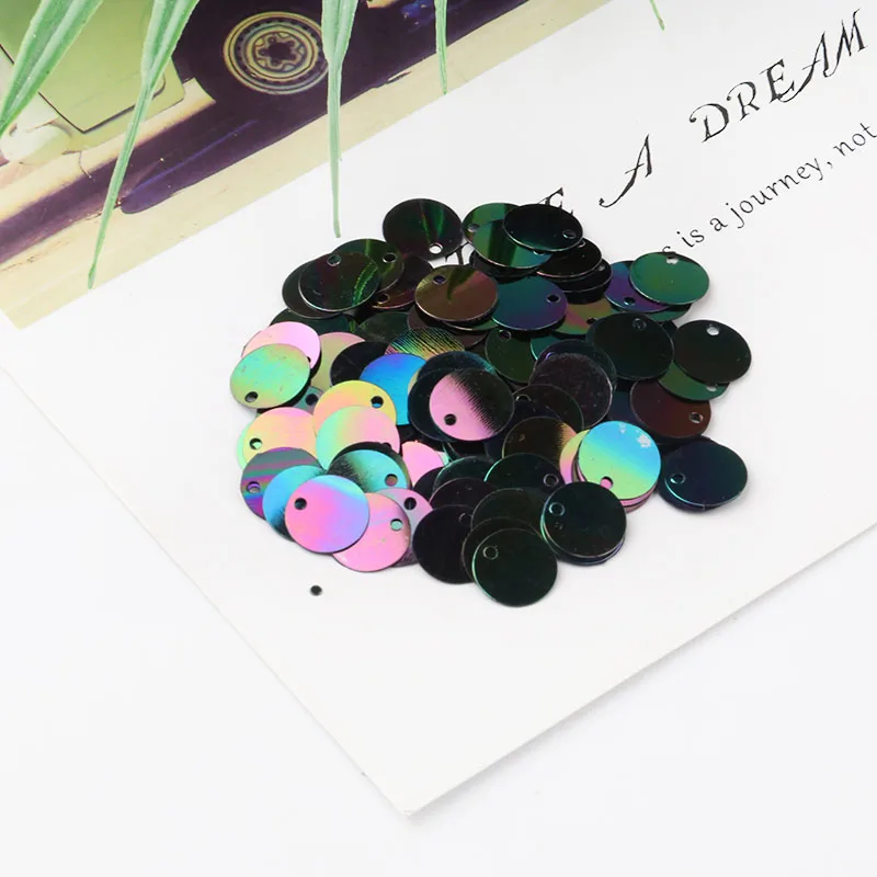 ISequins 200 шт./упак. 12 мм плоские круглые Блестки для судов Lentejuelas Para Manualidades DIY Одежда шитье и ткани рукоделия - Цвет: AB Black 320
