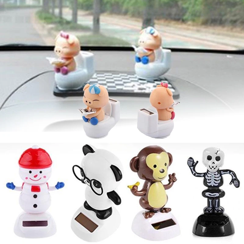 Поросенок чтение на унитаз свинья солнечная игрушка Приборная панель автомобиля