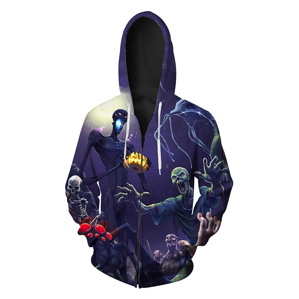 

Hot New Mens Halloween Corpse With Zipper White Skeleton Printing Black Hoodie S To 3xL Plus European Size