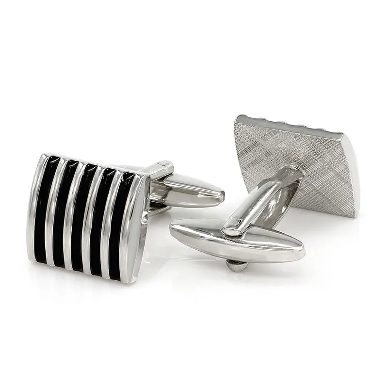 Черные эмалированные дуги выпуклые Полосатые Запонки мужские рубашки манжеты