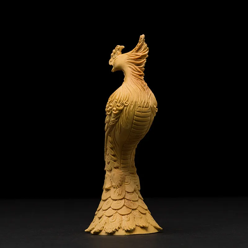 

Small Boxwood Carving Boutique Creative Solid Wood Home Office Decoration Carving Crafts Animal Ornaments Peacock M1747