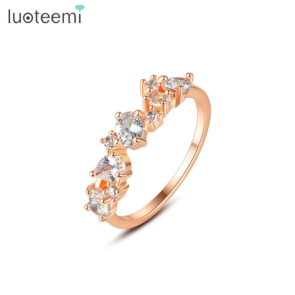 LUOTEEMI, изысканное женское кольцо для свадебной вечеринки, высокое качество, кубический циркон, обручальное кольцо, свадебные ювелирные изделия, Anillos Mujer