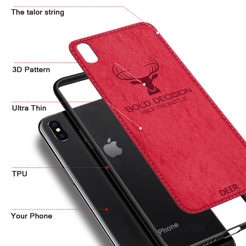 Luxuury Vertical TPU Frame Covers Case For iphone 7 8 6 6s Plus Cloth Pattern Silicone Soft Ultra Thin Phone Cover iPhone X |