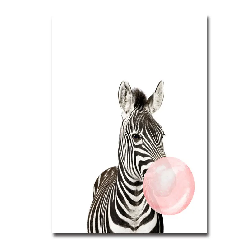 Современный мультфильм зебра сильный олень холст масло печать для детских