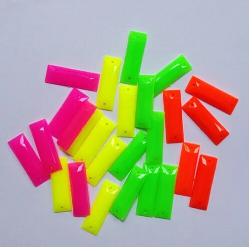 

DIY Clothing Accessories , Acrylic Fluorescent HAND-SEWN Pieces Oblong shape 10*30mm , 50pcs /lot
