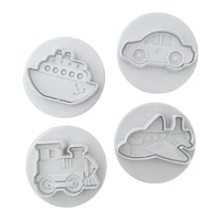 building series transport vehicle spring mode plastic cookie biscuit cutter printing plunger spring mode fondant baking kitchen