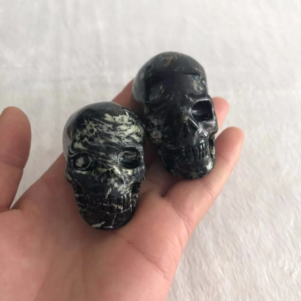 Carved natural mini size bamboo stone quartz crystal skull head for healing DD | Дом и сад