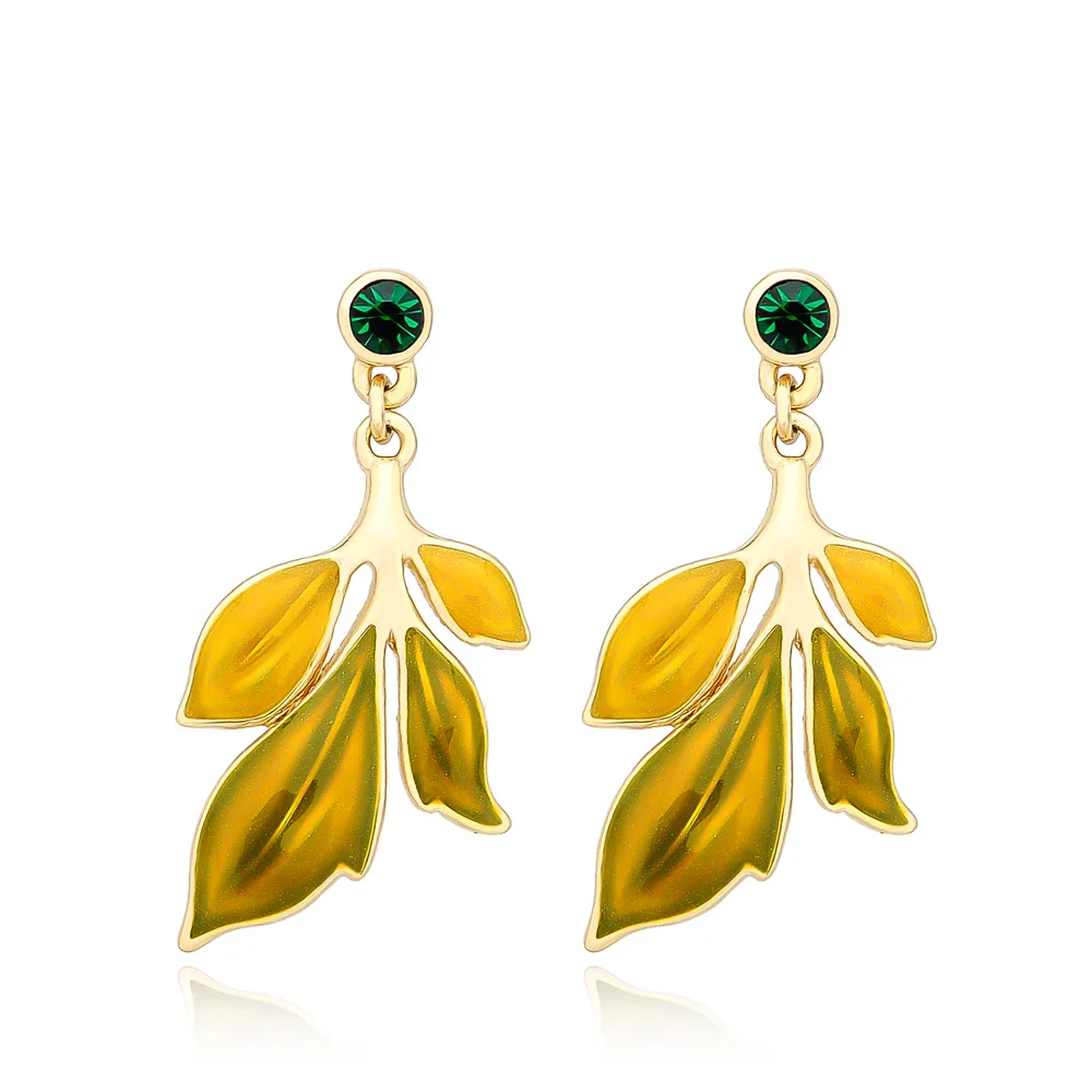 Viennois листья ожерелье набор для женщин Чокеры золотой цвет ожерелье s горный хрусталь кристалл браслет Свадебная вечеринка ювелирные изделия - Окраска металла: Earring