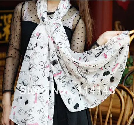 &ltБольшой размер&gt Модный женский шифоновый шарф губная помада обувь на высоком