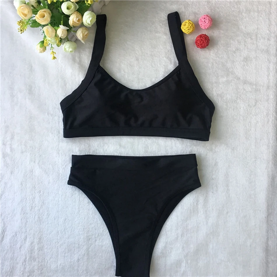 2018 Для женщин Сексуальная бандо бикини Установить одноцветное Мягкий Бикини