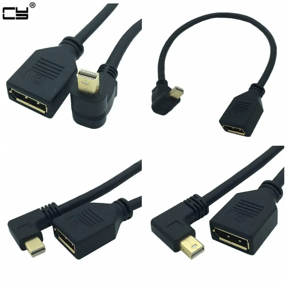 

Вверх & Dwon & влево & вправо 90 градусов под углом Thunderbolt Mini DisplayPort к DisplayPort Кабель Mini DP папа к DP женский кабель 30 см
