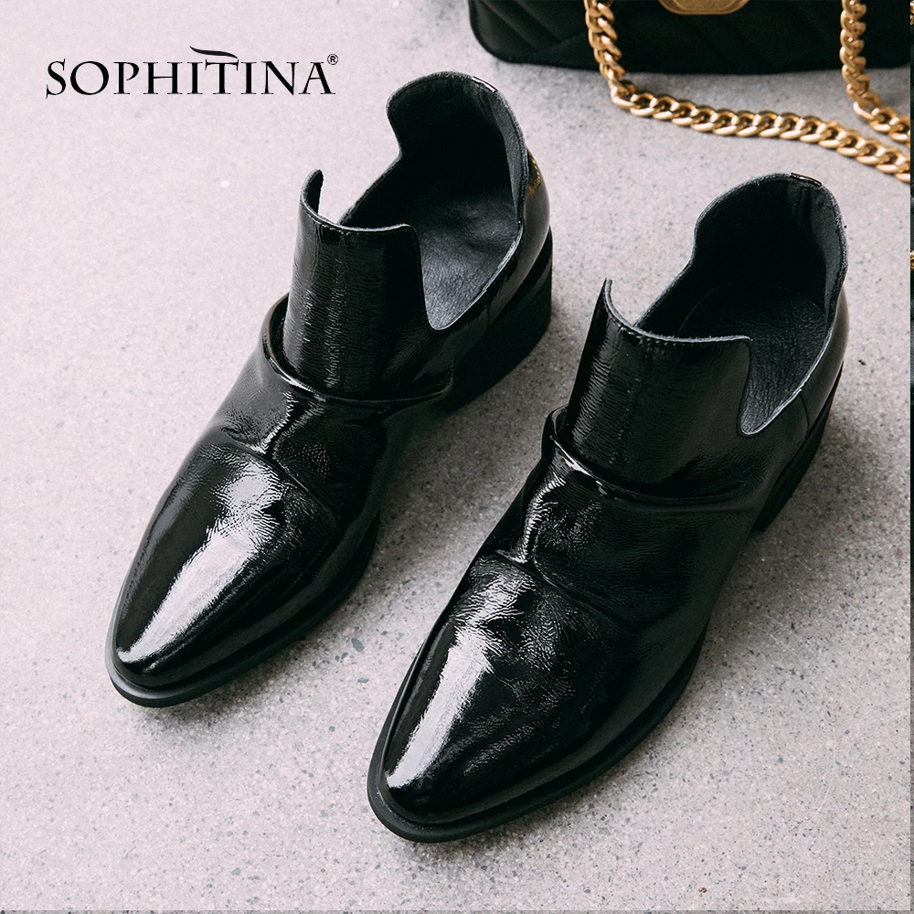 SOPHITINA/женские сапоги из натуральной кожи без шнуровки с острым носком на