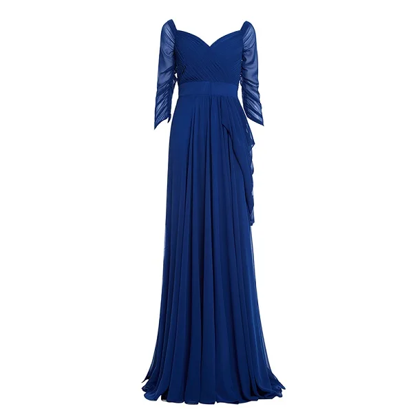 dark royal blue Tanpell, вечернее платье с открытыми плечами, красное, длина 3/4, рукава, ТРАПЕЦИЕВИДНОЕ ПЛАТЬЕ, женское, плиссированное, длина до пола, официальное, плюс, вечернее платье es - Цвет: dark royal blue