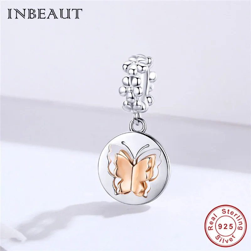 Шармы бабочки INBEAUT из серебра 100% пробы подходят для браслетов бренда розовое