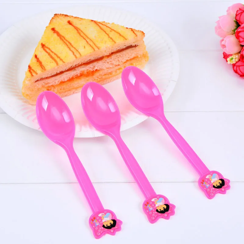 6 шт./компл. Мультяшные одноразовые пластиковые ложки для вечерние ского дня