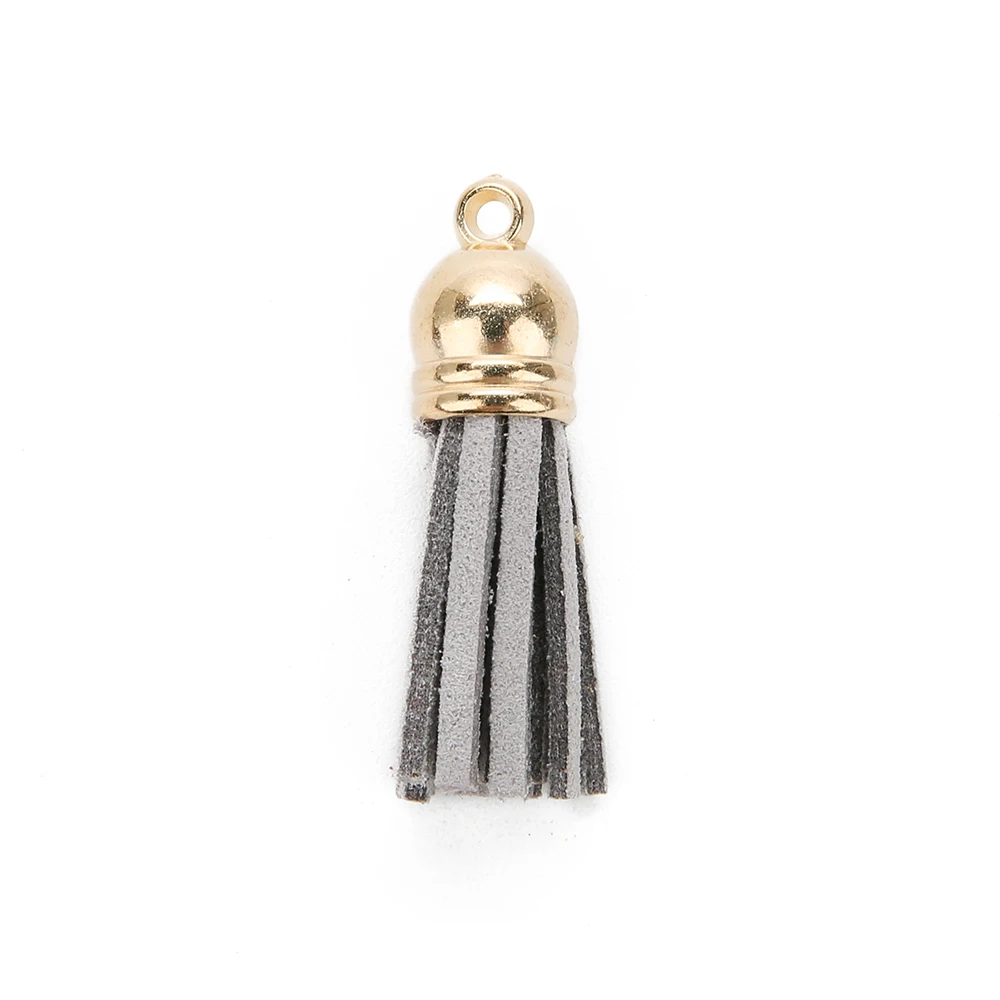gold gray 20 шт./партия, 4 см, замша, кисточки, очаровательные, разноцветные, искусственная замша, кожа, кисточка с золотым колпачком CCB для изготовления ювелирных изделий DIY - Цвет: gold gray