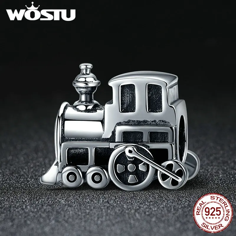 WOSTU высокое качество Стерлинговое Серебро 925 пробы винтажные локомотивы поезд