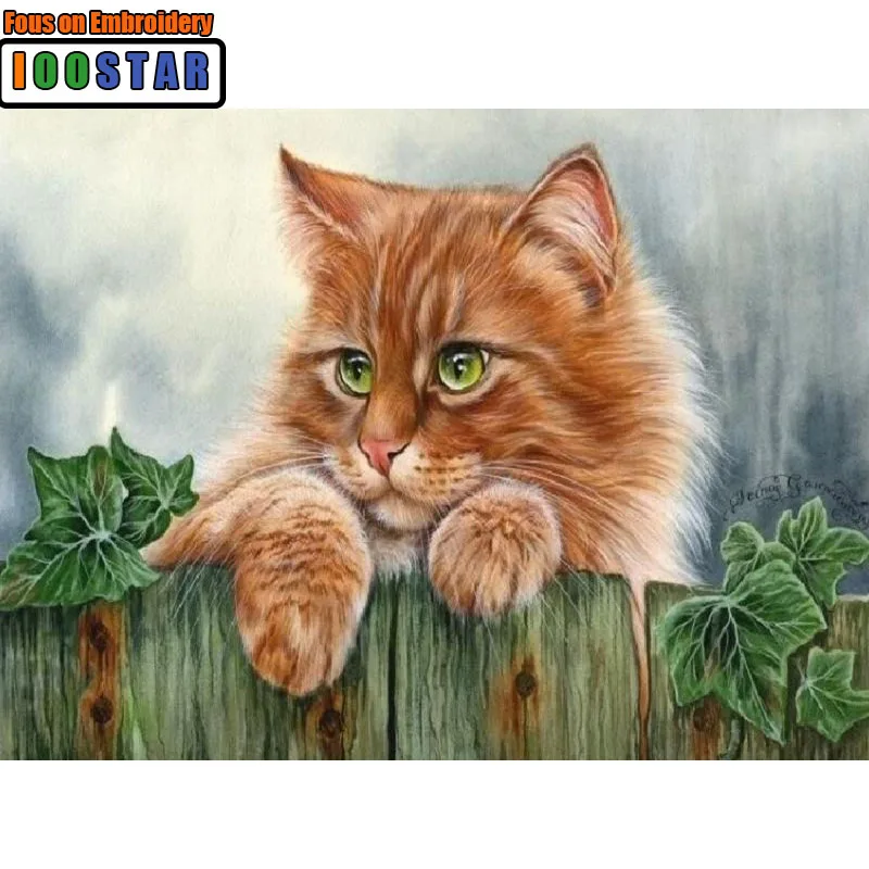 5D полноразмерная квадратная/круглая Алмазная картина сделай сам кошка кристалл