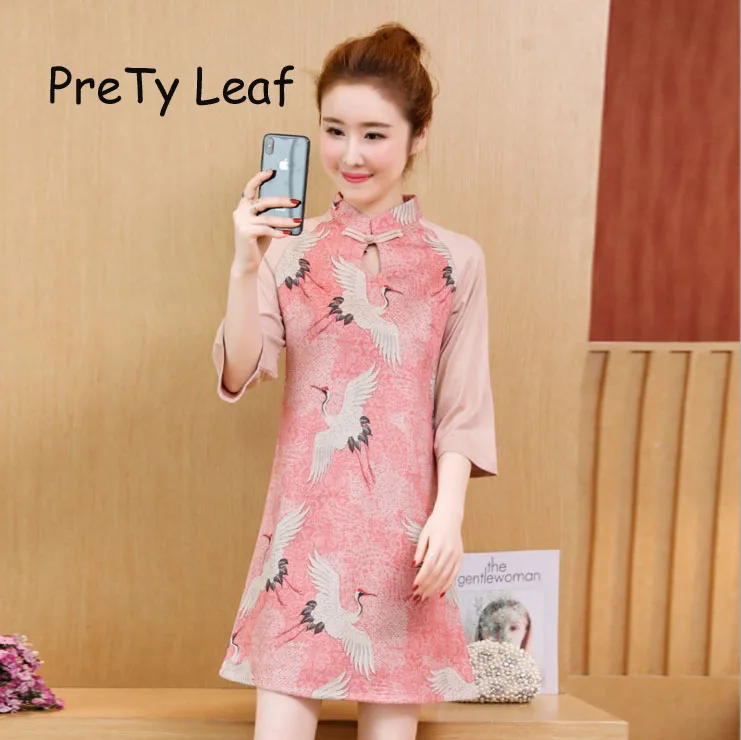 Весеннее Замшевое платье Ципао в китайском стиле 2019|Женские платья| |