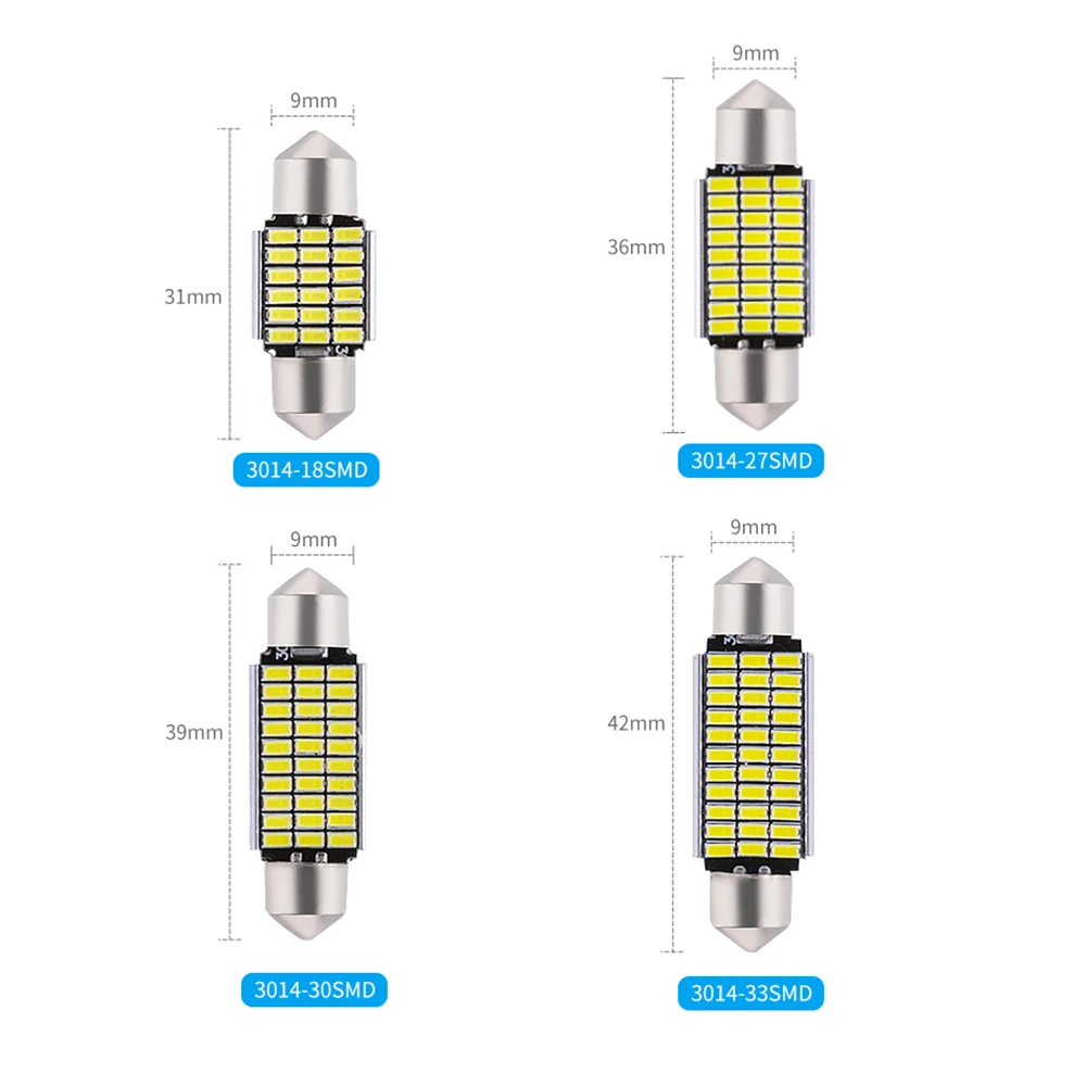 DXZ 2 шт. 31 мм 36 мм 39 мм 41 мм C5W C10W 18 27 30 33 SMD 3014 Светодиодная гирлянда CANBUS без ошибок авто интерьерная купольная лампа