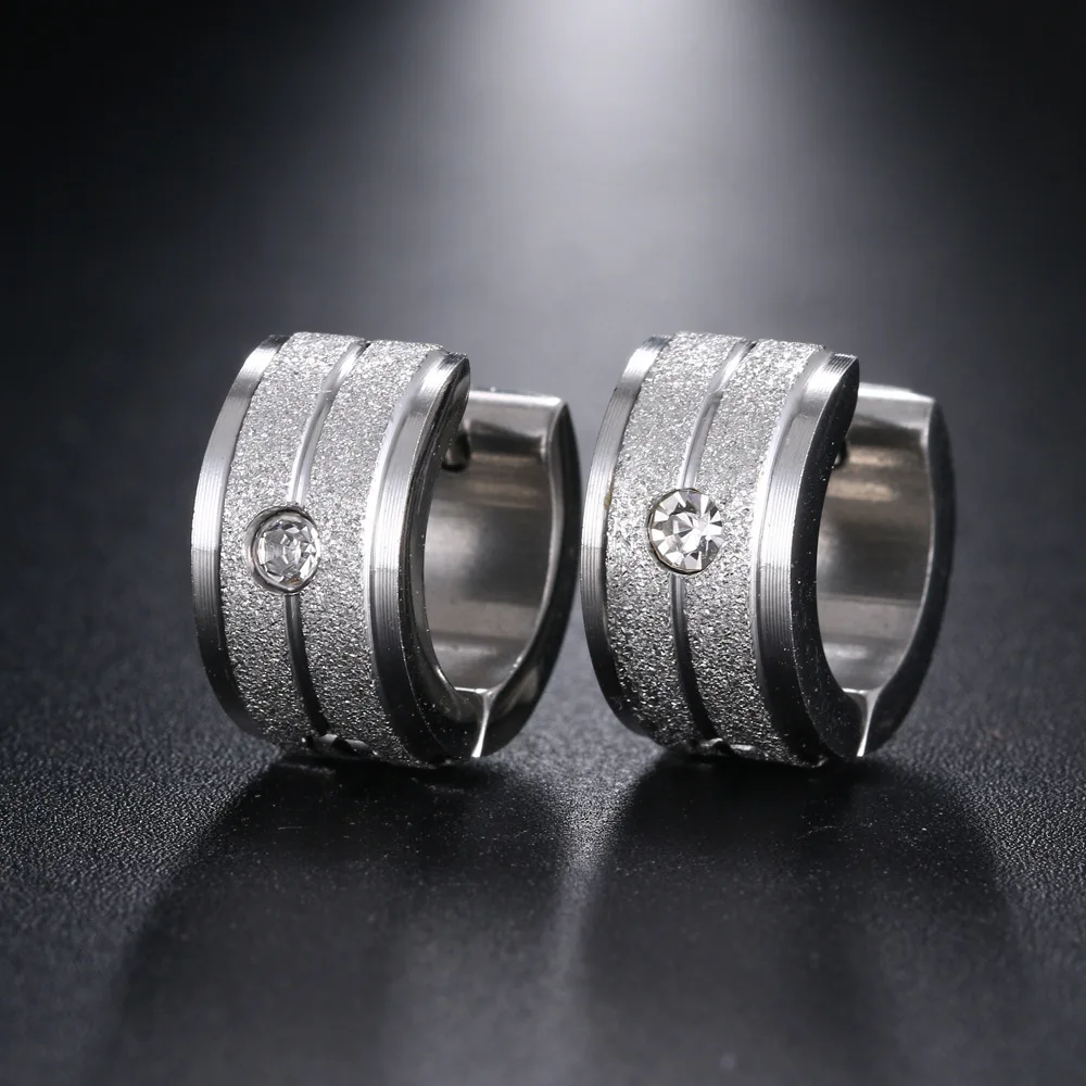 SHIYING два цвета 1 кристалл серьги нержавеющая сталь титан кольца для женщин