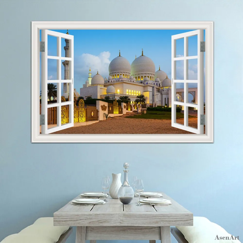 Removable Muslim Sticker 3d Masjid Islam Construction Landscape Decal Wallpaper Wall Mural Stickers Home Decor Vinyl Decals | Дом и сад