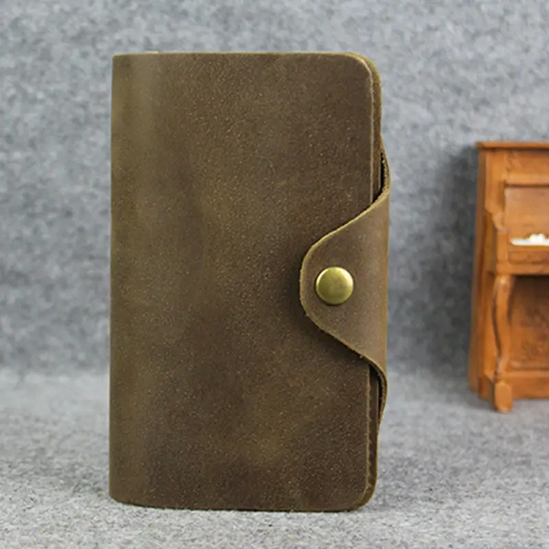 Винтажный кожаный кошелек Crazy Horse мужской из натуральной кожи длинный держатель