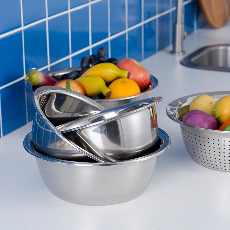 5Pcs/Set Kitchen 304 Stainless Steel Colander Drain Basket Vegetable Fruit Washing Food Basin Pot Cooker Filtering | Дом и сад