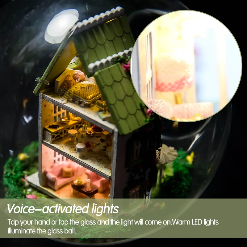 

DIY Doll House Wodden Miniatura Doll Houses Furniture Kit Glass Cover Assemble Dollhouse Toys For Children Greenwood Villa