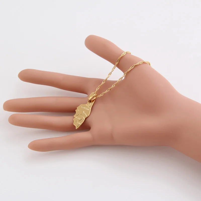 Шамти чистого золота цвет унисекс Корсика ла Корса Карта Подвески ожерелье 50 см