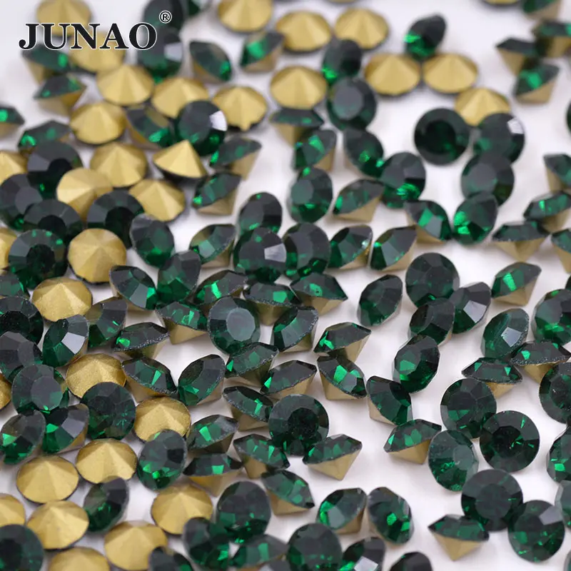 

SS 6 8 10 12 16 20 30 Dark Green Glass Crystals Point Back Rhinestones Nail Gems Round Crystal Stones Pointback Crystal Chaton