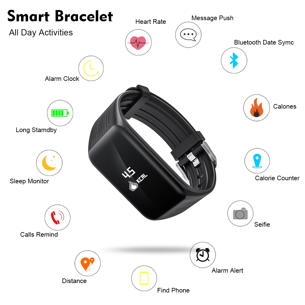 Новинка 2019 фитнес трекер K1 Мужской умный Браслет монитор сердечного ритма в