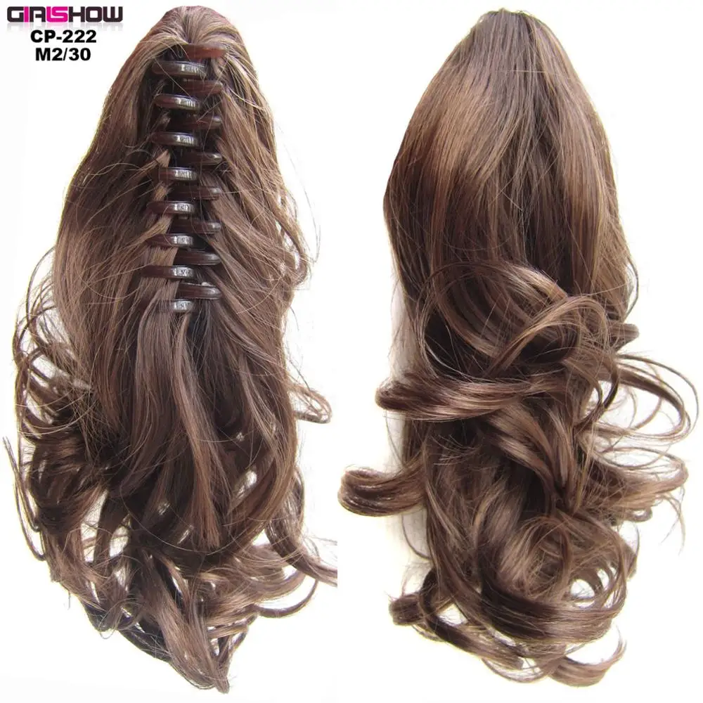 CP222 Color M2-30 Girlshow Короткие Волнистые Коготь Конский хвост термостойкие синтетические волокна челюсти шиньон 24 Цвета 1", 1 шт - Цвет: CP222 Color M2-30