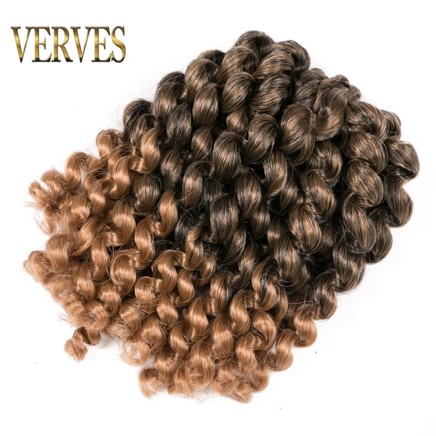 VERVES вязаные крючком волосы для наращивания Jumpy Wand curl 8 inch Ombre плетеные Jamaican Bounce Curl