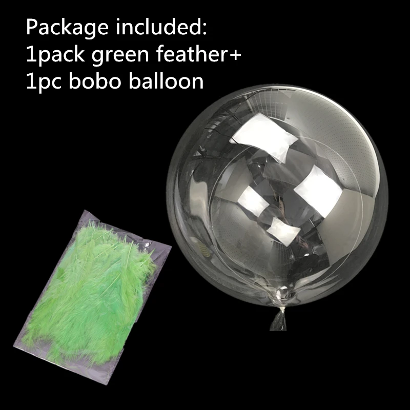 green feather ball 10/18/20/24/36 дюймов ПВХ Bobo воздушный шар с гелием и головной повязкой с пером наполнители для Свадебные украшения День рождения Декор воздуха мячики для детей, игрушки - Цвет: green feather ball