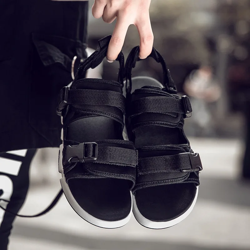 Мужские пляжные сандалии с пряжкой на толстой подошве коллекция 2019 года летние