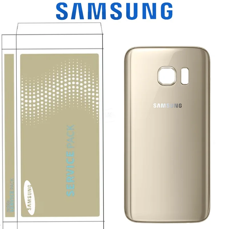 5,1 ''для SAMSUNG Galaxy S7 плоский G930 G930F задняя крышка для батареи Сменный стеклянный корпус с объективом для камеры - Цвет: S7 Gold