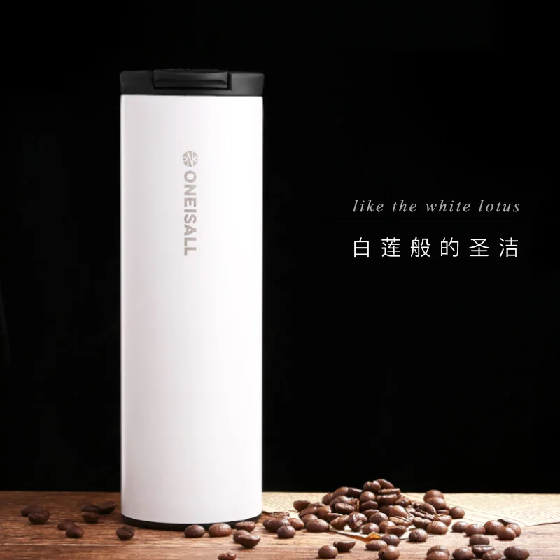 white ONEISALL 500 мл Термос-чашка, бутылка для воды, чашка для чая, кофейная кружка, термокружки, термосы, термосы с изоляцией, термосы, чашка - Цвет: white