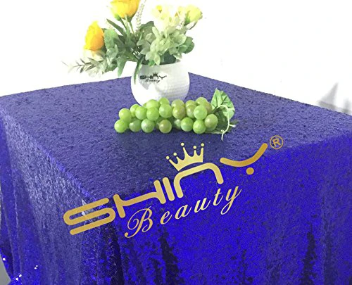 Royal Blue Color Блестящая Свадебная скатерть 225X330 см-90X132 дюйма матовая Темно-Золотая скатерть с блестками для украшения стола дома-ay - Цвет: Royal Blue Color