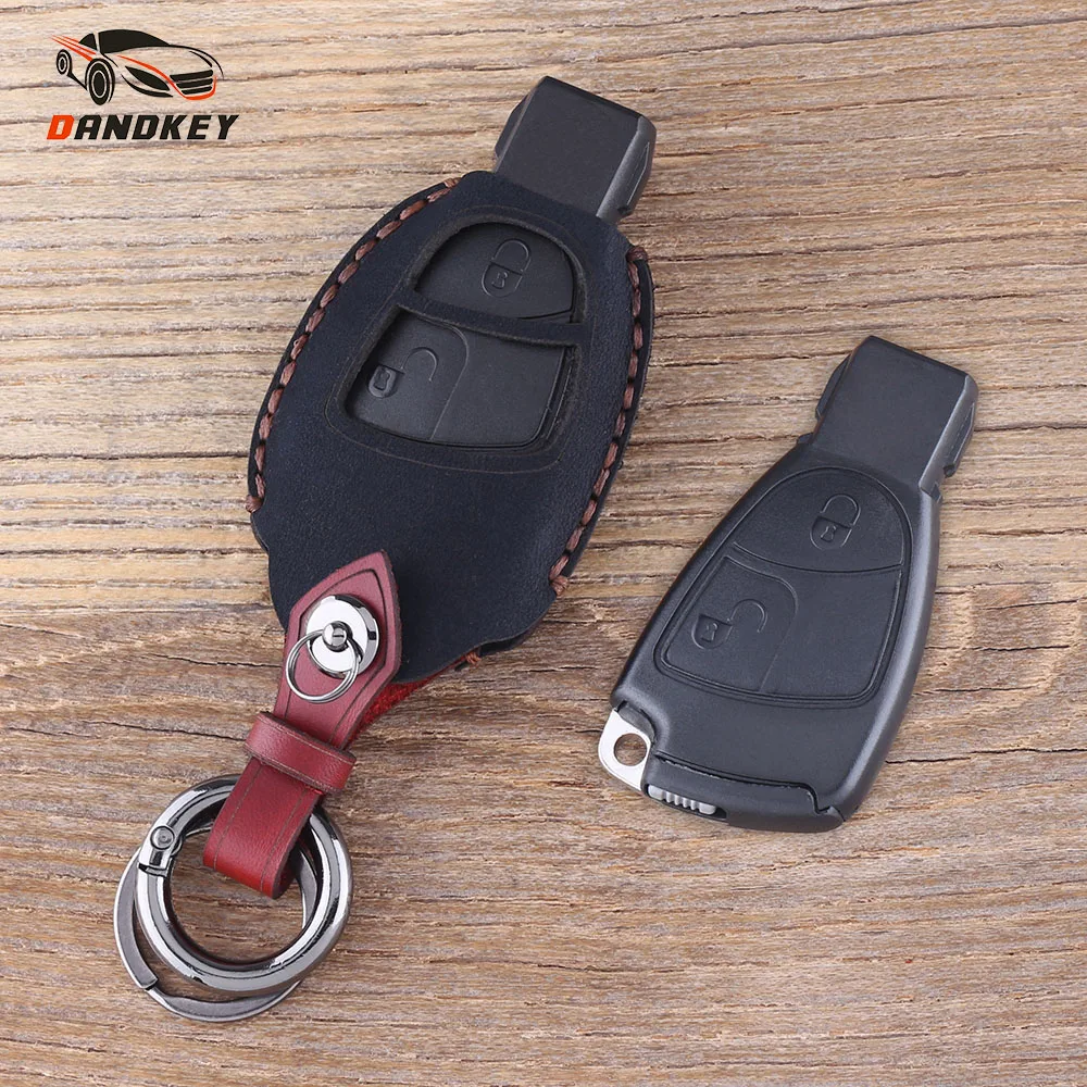 DANDKEY Натуральная кожа Защитный чехол для ключей 2 кнопки Mercedes Benz CLK SLK S A B C ClASS|buttons