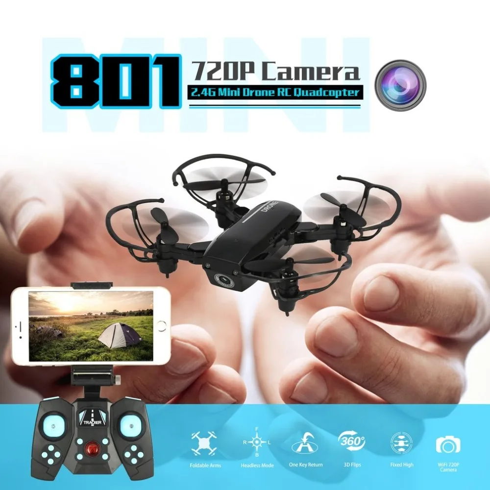2.4g WiFi 801 камера 720P мини складной Дрон высота удержания Безголовый один ключ