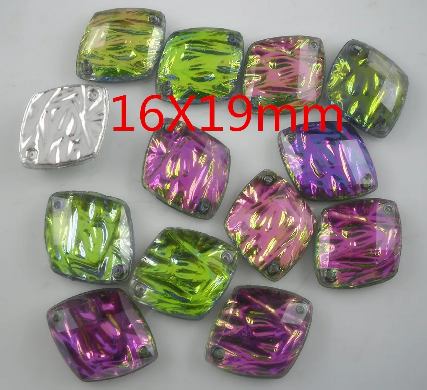 bottom hole rhombus colorful faceted acrylic crystal water ripples silver back Rhinestones clothing applique sew 20pcs/bag LH C | Дом и сад