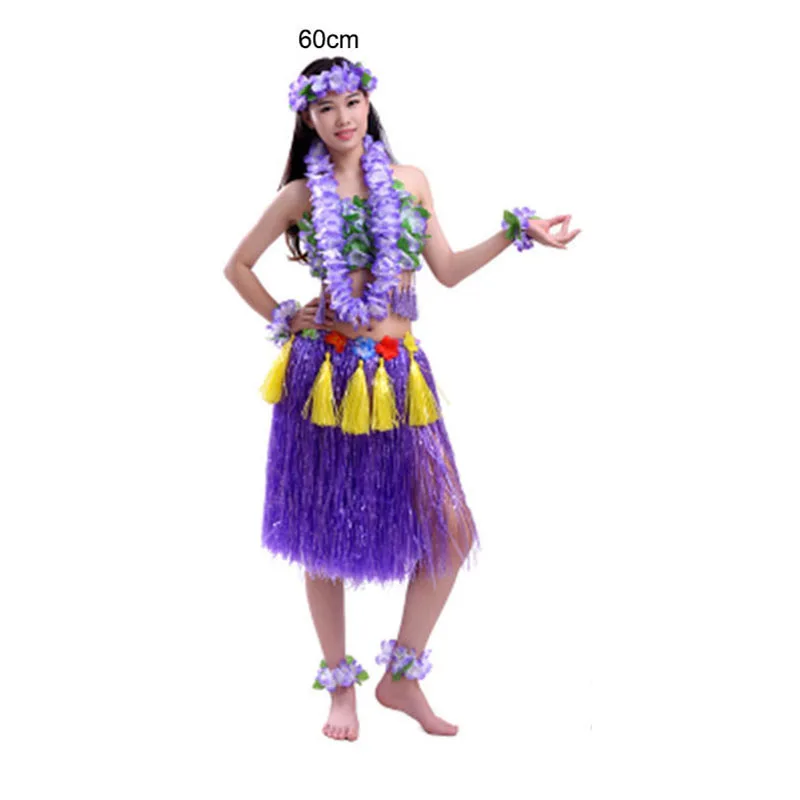 60cm purple 8 шт./компл. 60/80 см шифрование на полную фигуру, юбка для танца "Хула" высокое качество Hawaiia леди юбкой «хула» костюмы праздничные вечерние поставки - Цвет: 60cm purple