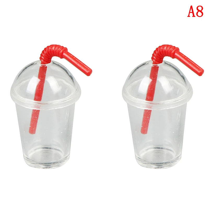 2Pcs 2/4 шт. 1/12 миниатюрный соломы Кофе Чашка Модель мороженого напитков мини Еда играть аксессуары для куклы - Цвет: 2Pcs