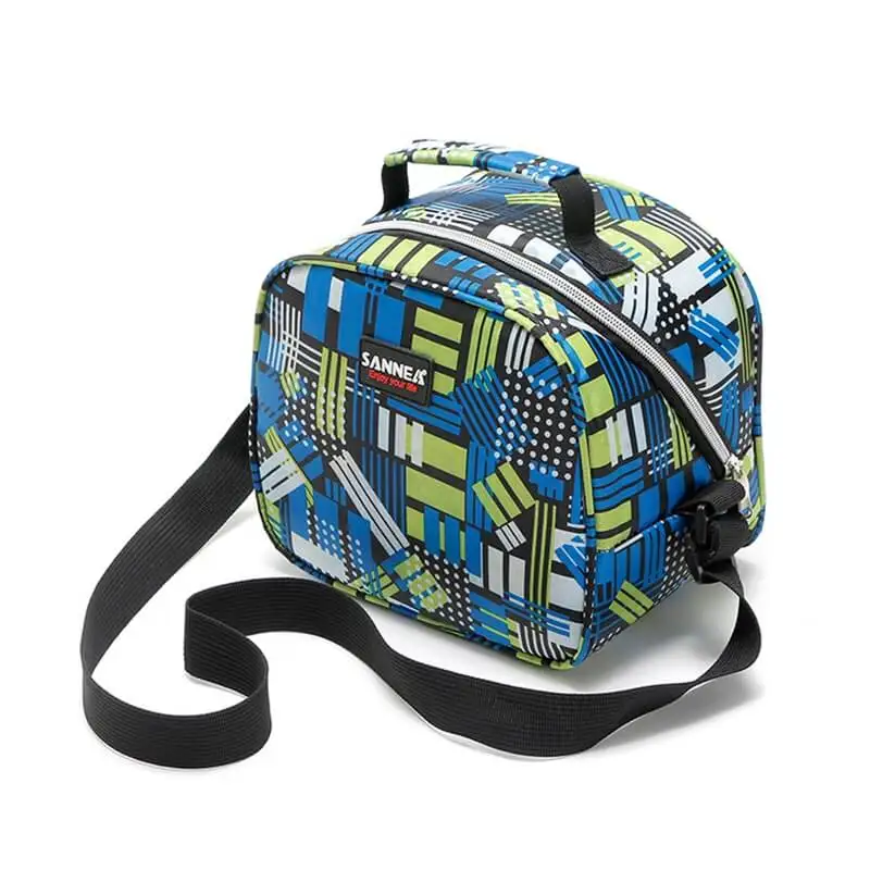 Geometric blue green Милый 6L мешок обеда ребенка девочка мальчик Кроссбоди внутренний теплоизоляция водонепроницаемый для школы Ланч туризма пикника еды посылка - Цвет: Geometric blue green