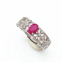 natural ruby ring genuine 925 sterling silver genuine precious red gem stone rings for women real fine jewelry
