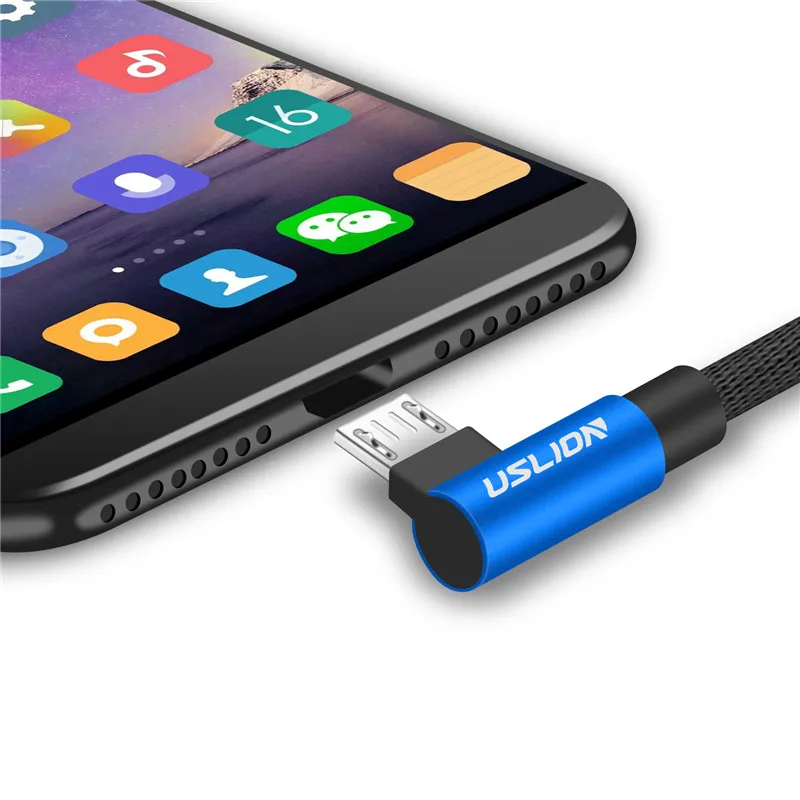 USLION Micro USB кабель для samsung Xiaomi huawei MEIZU Android L Тип MicroUSB Быстрая Зарядка Кабели адаптер данных кабель